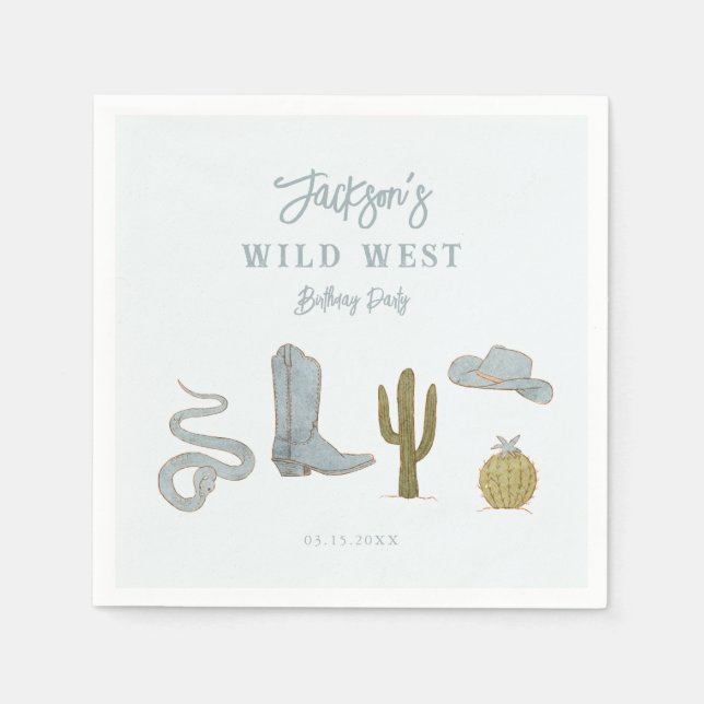Serviette En Papier Fête d'anniversaire Wild West Cowboy (Devant)