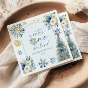 Serviette En Papier Fête d'anniversaire Winter Onederland flocon de ne