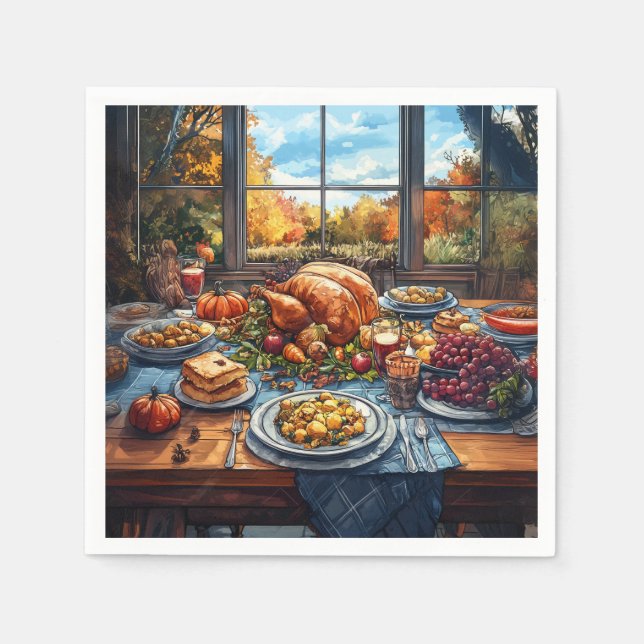 Serviette En Papier Fête d'automne : Fête de Thanksgiving (Devant)