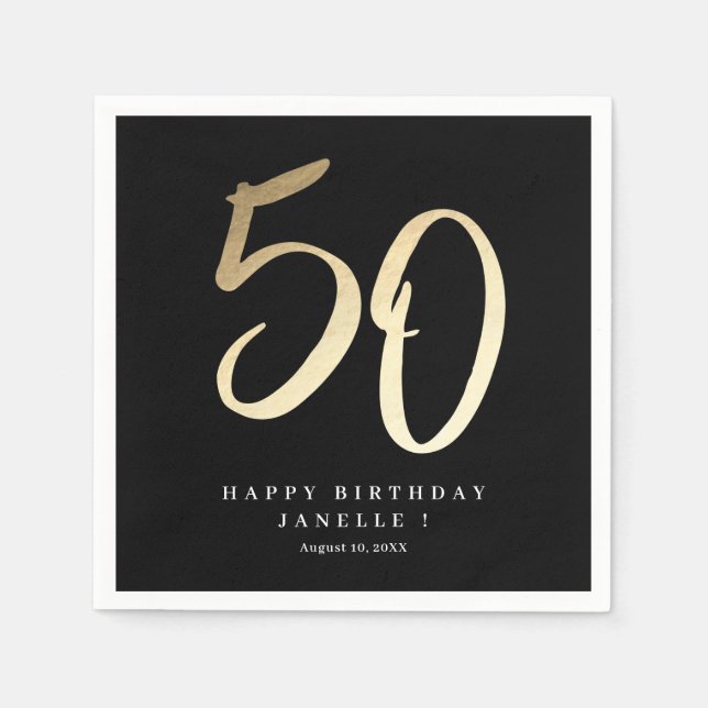 Serviette En Papier Fête de 50e anniversaire minimal moderne (Devant)