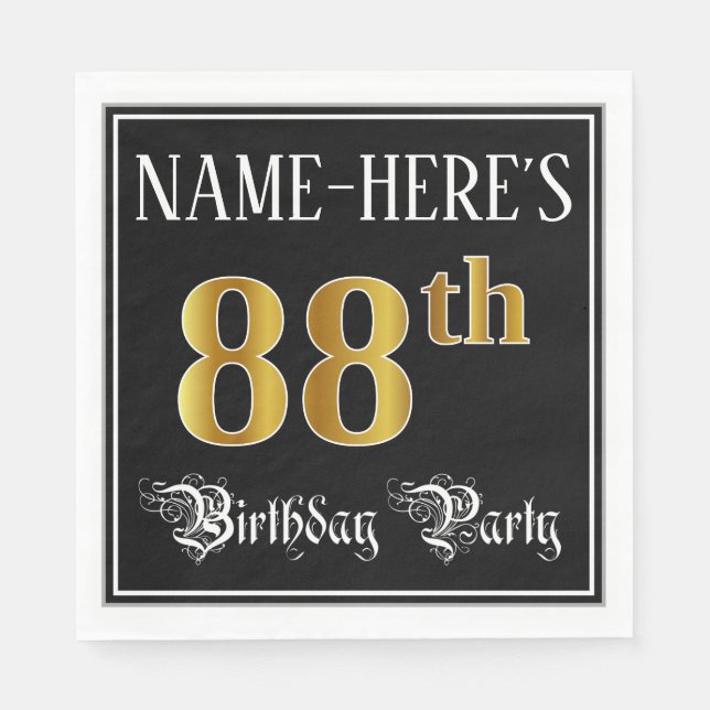 Serviette En Papier Fête de 88e anniversaire — Script fantaisie, Faux  (Devant)