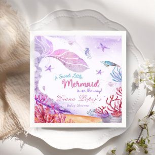 Serviette En Papier Fête de Baby shower de fille Mermaid