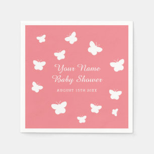 Serviette En Papier Fête de baby shower de printemps rose corail papil