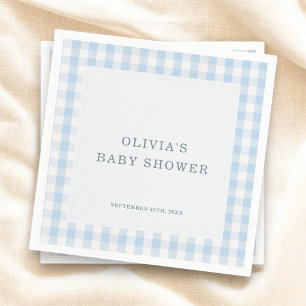 Serviette En Papier Fête de Baby Shower Garçon Bleu Gingham