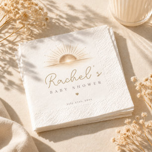 Serviette En Papier Fête de Baby Shower Minimaliste Bohème Soleil Neut