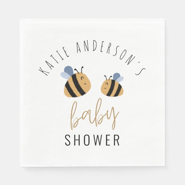 Serviette En Papier Fête de Baby shower moderne Cute Bumblebee (Devant)