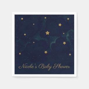Serviette En Papier Fête de Baby Shower Nuit Ciel Bleu Foncé Etoiles D