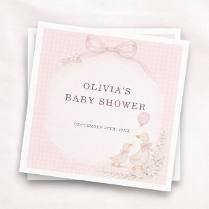 Serviette En Papier Fête de Baby Shower Rose pour un Petit Oie Rigolo