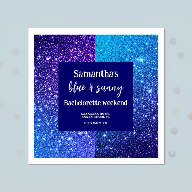 Serviette En Papier Fête de Bachelorette Paillettes Bleues (Créateur téléchargé)