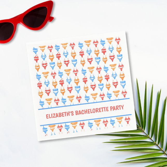 Serviette En Papier Fête de Bachelorette Personnalisée au Piscine en B (Créateur téléchargé)