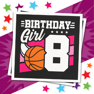 Serviette En Papier Fête de basket-ball 8 ans Fille 8 ans