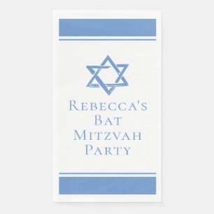 Serviette En Papier Fête de Bat Mitzvah Bleu Clair Étoile de David