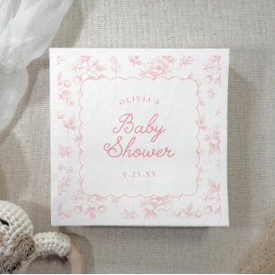 Serviette En Papier Fête de bébé à motif floral rose vintage en dentel