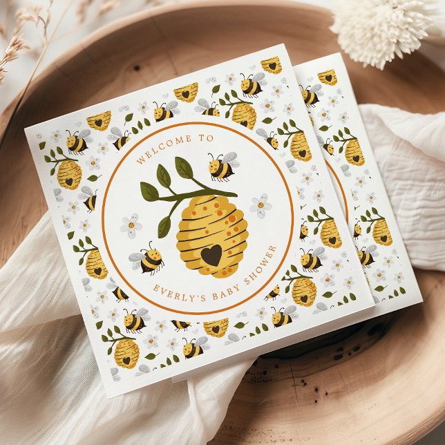 Serviette En Papier Fête de bébé abeille bourdon rucher Marguerite (Créateur téléchargé)