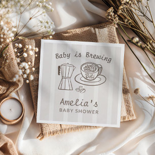 Serviette En Papier Fête de bébé : Baby is Brewing rayures