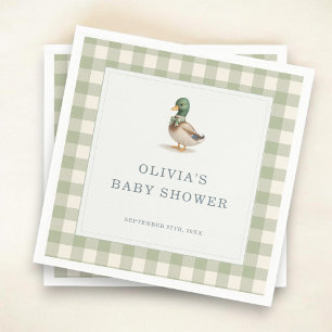 Serviette En Papier Fête de Bébé Canard Colvert à Carreaux