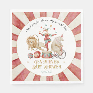 Serviette En Papier Fête de Bébé Cirque Carnaval Aquarelle Fantaisiste
