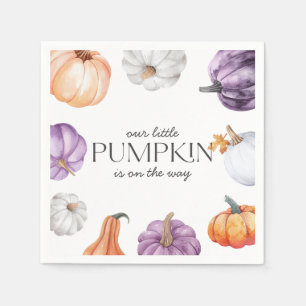 Serviette En Papier Fête de Bébé Citrouille Violet Orange Blanc Rustiq