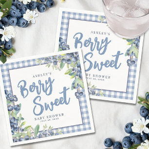 Serviette En Papier Fête de bébé Douce Baie à Carreaux Bleus