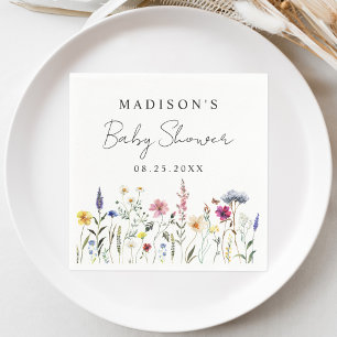 Serviette En Papier Fête de Bébé Élégante Prairie de Fleurs Sauvages