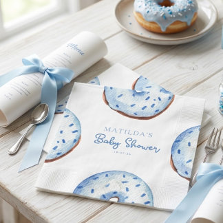 Serviette En Papier Fête de bébé en douche avec des donuts saupoudrés