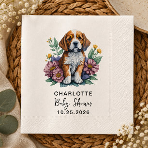 Serviette En Papier Fête de Bébé en Terre Cuite Chien Toutou Moderne
