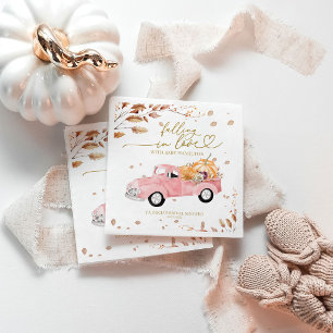 Serviette En Papier Fête de Bébé Fille Automne Camion Vintage Rose