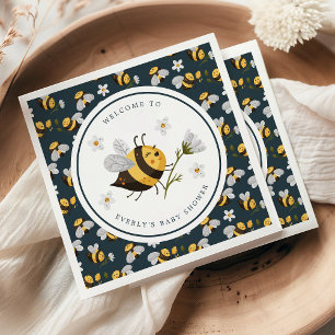 Serviette En Papier Fête de Bébé Fleur de Marguerite Abeille Bourdon