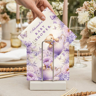 Serviette En Papier Fête de Bébé Ourson Violet Fantaisiste