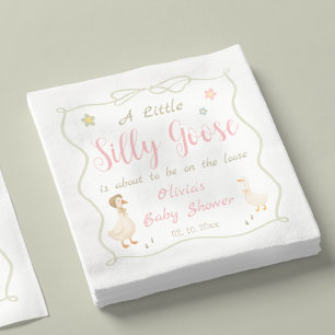 Serviette En Papier Fête de bébé Rose Un Petit Oie Idiote