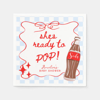 Serviette En Papier Fête de Bébé Soda Bleu Elle est Prête à Arriver