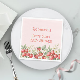 Serviette En Papier Fête de Bébé Sucrée aux Fraises Fleuries