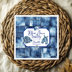Serviette En Papier Fête de bébé sur le thème du denim Custom Blue Jea