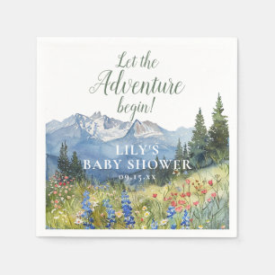 Serviette En Papier Fête de bébé thème Montagne Florale Aventure