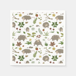 Serviette En Papier Fête de campagne en bois clair avec opossum blanc 