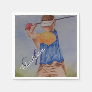 Serviette En Papier Fête de célébration de golfeur heureux