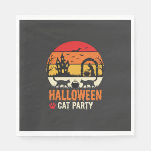 Serviette En Papier Fête de chat d'Halloween Sorcière Chaudron Silhoue