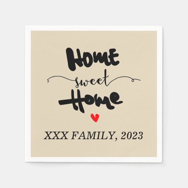 Serviette En Papier Fête de chauffage - NEW HOME, MAISON SWEET HOME Ch (Devant)