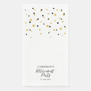 Serviette En Papier Fête de confettis de style or et noir avec écritur
