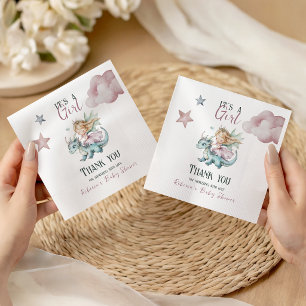 Serviette En Papier Fête de conte de fées rêveuse Dragon Rose Princess