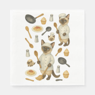 Serviette En Papier Fête de cuisine du chat chef pour les amoureux des