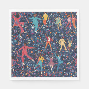 Serviette En Papier Fête de Danse Colorée – Motif de Célébration Rétro