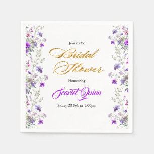 Serviette En Papier Fête de douche de mariée de fleur sauvage rose-vio
