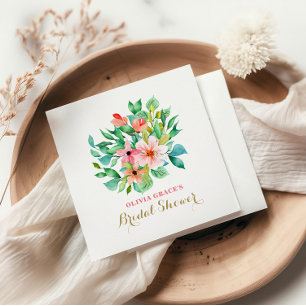 Serviette En Papier Fête de douche de mariée florale tropicale de plag
