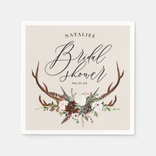 Serviette En Papier Fête de douche nuptiale en bois rustique