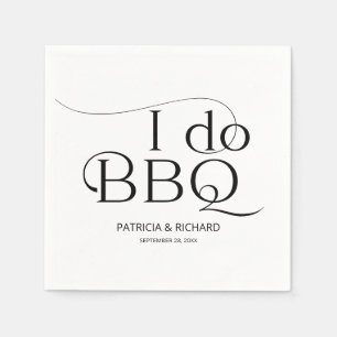 Serviette En Papier Fête de fiançailles Black And White I do BBQ