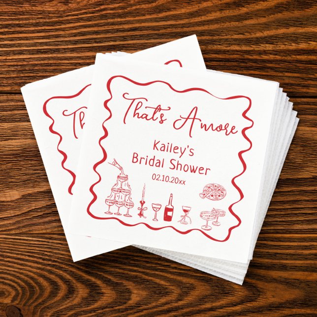 Serviette En Papier Fête de Fiançailles Dessinée à la Main C'est l'Amo (Créateur téléchargé)