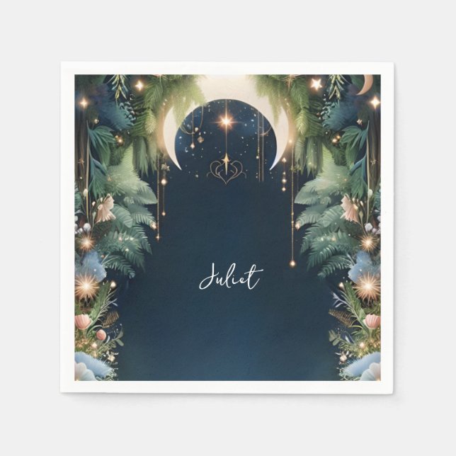 Serviette En Papier Fête de Fiançailles Étoiles Mystiques Rêve Magique (Devant)