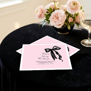 Serviette En Papier Fête de fiançailles rose poudré Coquette Noir Nœud