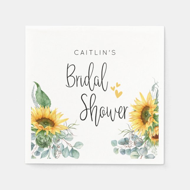 Serviette En Papier Fête de Fiançailles Tournesol (Devant)